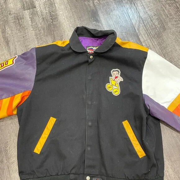 Vintage Betty Boop Leather Letterman’s Patched Jacket Jeff Hamilton L Rare